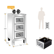 VINGLI Mirrored Nightstand 3 Drawer Glass Accent End Bedside Table