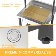 VINGLI 67in Commercial Sink 304 Stainless Steel Utility Sink with Adjustable Shelves