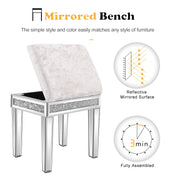 VINGLI Mirrored Vanity Stools with Storage Vanity Chairs Makeup Stool