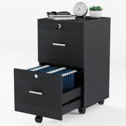VINGLI 2-Drawer Wood File Cabinet with Lock Mobile Walnut/Black/Grey/Brown/White