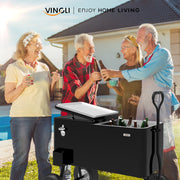 VINGLI 80QT Rolling Patio Cooler Wagon Portable Ice Chest
