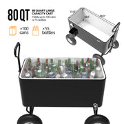 VINGLI 80QT Rolling Patio Cooler Wagon Portable Ice Chest