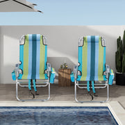VINGLI 16" Beach Chair 2pcs with Tall Folding Camping Chairs
