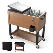 VINGLI 80 Quart Patio Cooler Wagon Rolling Ice Chest