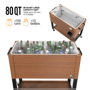VINGLI 80 Quart Patio Cooler Wagon Rolling Ice Chest