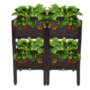 VINGLI Square Raised Garden Bed Wooden Plant Stand