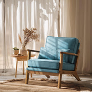 VINGLI AC104 Mid Century Solid Wood Modern Wide Armrests Accent Chair with Pillow