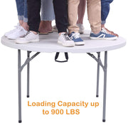 VINGLI 4/5FT Round Folding Commercial Table Portable Plastic Dining Card Table