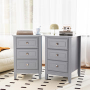 VINGLI Nightstand with 3 Drawers Wooden Bedside Table