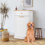 VINGLI 10/13 Gallon Tilt Out Trash Bin Cabinet Wood Tilt Out Laundry Hamper