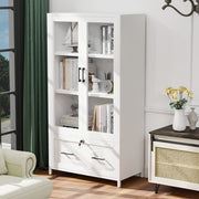 VINGLI Wood Lateral File Cabinet with Adjustable Shelves White/Black