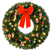 VINGLI Pre-lit Artificial Christmas Wreath Ourdoor Xmas Door Wreath Decorations