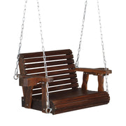 VINGLI 2.2FT Single Wooden Porch Swing with Cup Holder 440Ibs