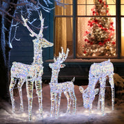 VINGLI 1/2/3 Piece Lighted Christmas Reindeer Family Set Outdoor Yard Decoration White/Gold/Brown