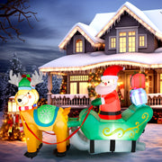 VINGLI 7/10 FT Long Inflatable Santa Claus on Sleigh With 2/3 Reindeer Christmas Decoration with LED Lights and Electric Blower