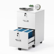 VINGLI 2-Drawer Wood File Cabinet with Lock Mobile Walnut/Black/Grey/Brown/White