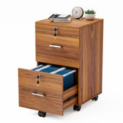 VINGLI 2-Drawer Wood File Cabinet with Lock Mobile Walnut/Black/Grey/Brown/White