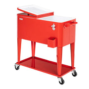 VINGLI 80 QT Rolling Ice Chest Cooler Car Outdoor Patio Wagon Cooling Bins