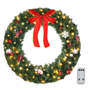VINGLI Pre-lit Artificial Christmas Wreath Ourdoor Xmas Door Wreath Decorations