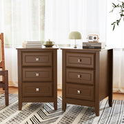 VINGLI Nightstand with 3 Drawers Wooden Bedside Table