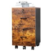 VINGLI 2-Drawer Wood File Cabinet with Lock Mobile Walnut/Black/Grey/Brown/White