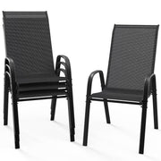 VINGLI Patio Chairs Outdoor Stackable Dining Chairs Set with Armrests