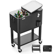 VINGLI 60QT Rolling Ice Chest Cooler Car Outdoor Patio Wagon Cooling Bins