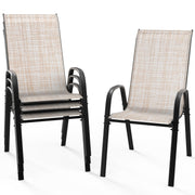 VINGLI Patio Chairs Outdoor Stackable Dining Chairs Set with Armrests