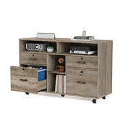 VINGLI 4-Drawer Wood File Cabinet with Shelves Mobile Black/White/Brown/Greige/Walnut