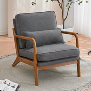 VINGLI Modern Accent Chair with Rubber Wood Frame and Lumbar Pillow