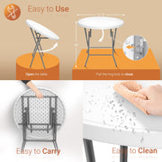 VINGLI 32" Round Folding Table Portable Plastic Card Table