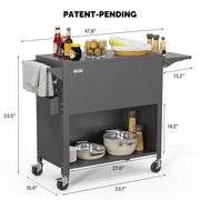 VINGLI 80qt Patio Cooler Bar Drink Cooler Cart Rolling Ice Chest on Wheels
