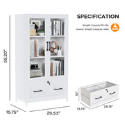 VINGLI Wood Lateral File Cabinet with Adjustable Shelves White/Black