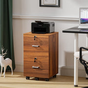 VINGLI 2-Drawer Wood File Cabinet with Lock Mobile Walnut/Black/Grey/Brown/White