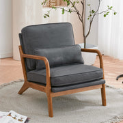 VINGLI Modern Accent Chair with Rubber Wood Frame and Lumbar Pillow