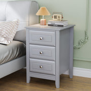 VINGLI Nightstand with 3 Drawers Wooden Bedside Table