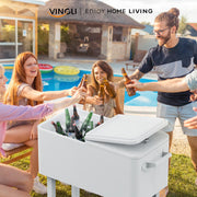 VINGLI 80 QT Rolling Ice Chest Cooler Car Outdoor Patio Wagon Cooling Bins
