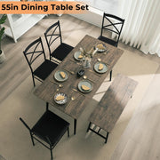 VINGLI 55" Dining Table Set for 6 Modern Dining Bench