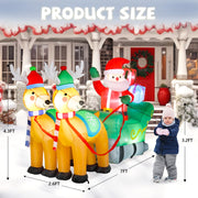 VINGLI 7/10 FT Long Inflatable Santa Claus on Sleigh With 2/3 Reindeer Christmas Decoration with LED Lights and Electric Blower