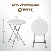 VINGLI 32” Round Folding Table Plastic High Top Table