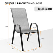 VINGLI Patio Chairs Outdoor Stackable Dining Chairs Set with Armrests