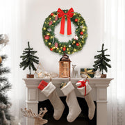 VINGLI Pre-lit Artificial Christmas Wreath Ourdoor Xmas Door Wreath Decorations