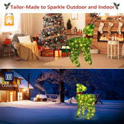 VINGLI Lighted Reindeer Outdoor Decorations Green/Gold/White