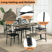 VINGLI 55" Dining Table Set for 6 Modern Dining Bench