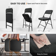 VINGLI Metal Folding Chairs with Cushioned Seat 350Ibs Upholstered Event Chairs