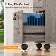 VINGLI 3-Drawer Wood File Cabinet with Lock Mobile Grey/Oak/Black/White/Greige/Walmut