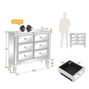 VINGLI Mirrored Dresser 6 Drawer Modern Chest