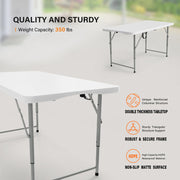 VINGLI Plastic Folding Table Portable Rectangular Table with Carrying Handle