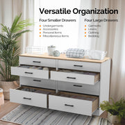 VINGLI Wood Dresser 8 Drawer Modern Chest Large Storage Cabinet