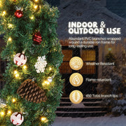 VINGLI Pre-lit Artificial Christmas Wreath Ourdoor Xmas Door Wreath Decorations
